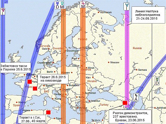 Франция, Тунис, Греция, Армения, Тайвань - роковые совпадения - Меркурий vs Нептун