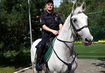 Патрульный конной полиции спас пьяного в Строгинской пойме
