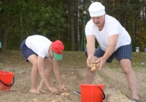 Лукашенко с сыном Колей за час накопали 70 мешков картошки