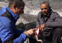 Обама на Аляске отобедал лососем, которого погрыз медведь
