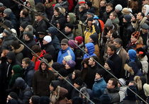 С акцией протеста на Тверскую улицу вышли отчаявшиеся валютные заемщики 27 января около 8 часов вечера