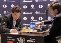 В 12-й, заключительной партии матча за звание чемпиона мира по шахматам между норвежцем Магнусом Карлсеном и россиянином Сергеем Карякиным был установлен рекорд скорости