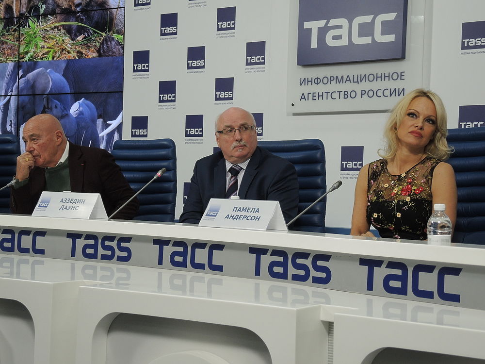 Памела Андерсон снова вступилась за права животных на московской пресс-конференции