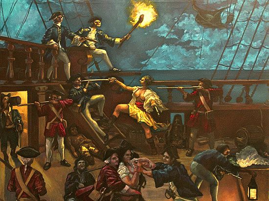В «Галерее батальной живописи» экспонировали полотно колумбийского художника Луиса Ринкона, раскрывающее тайны любви и смерти пирата, ставшего прообразом Джека Воробья 