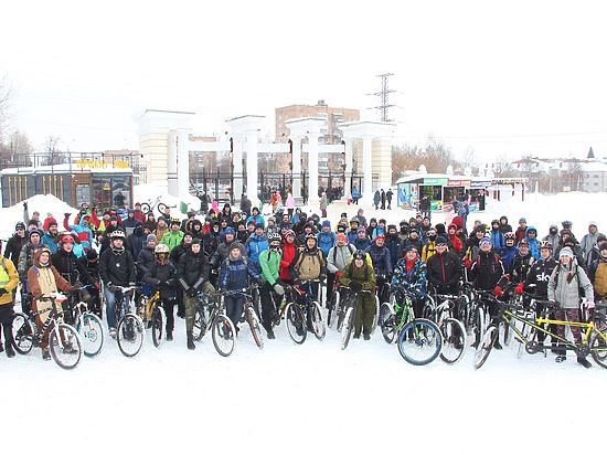 Второй зимний велопарад прошел в Ижевске 18 февраля