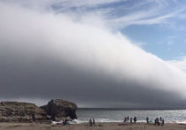 В жаркий солнечный день над пляжем в калифорнийском городе Санта-Круз неожиданно появилось гигантское и очень низко летящее облако