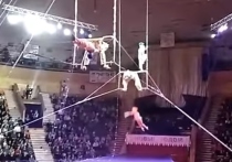 В Интернет попало любительское видео, сделанное зрителем во время циркового представления в Гомеле, когда во время исполнения трюка сорвалась российская 20-летняя  гимнастка Юлия Тикаева