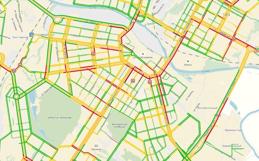 Тула пробки сейчас онлайн карта смотреть в туле