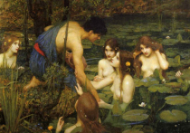 На работе Джона Уильяма Уотерхауса «Гилей и нимфы», которая является одним из самых известных шедевров прерафаэлитов, девушки-божества соблазняют древнегреческого героя, зазывая его спуститься к ним в воду