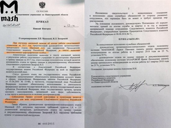Два полковника нижегородского СК оштрафованы за орфографические ошибки