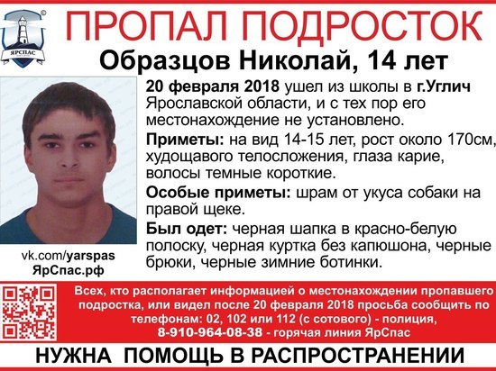 Ушел и не вернулся: в Ярославской области пропал 14-летний мальчик