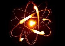 Атом представляет собой ядро из протонов и нейтронов, вокруг которого вращаются электроны