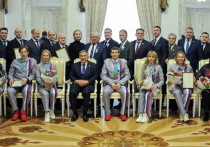 Встреча президента Татарстана Рустама Минниханова с участниками XXIII зимних Олимпийских играх в Пхенчхане прошла в Казанском Кремле