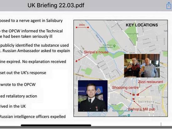Она состоит из шести слайдов, на основе которых было принято решение о причастности РФ к химической атаке в Солсбери