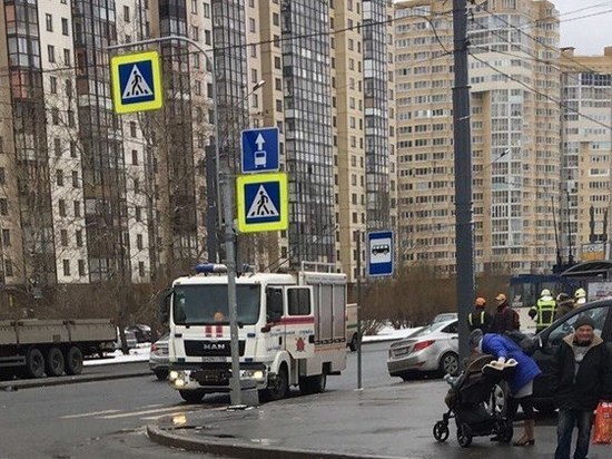 Иномарка врезалась в остановку в Петербурге