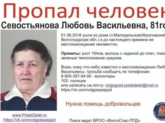 В Волгоградской области пропала 81-летняя женщина