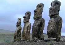 Американские ученые из Университета Бингхэмтона заявили, что им удалось понять, каким образам на головах моаи (каменных истуканов на острове Пасхи) появились красные «шляпы», вес которых достигает 13 тонн