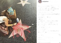 Неизвестные разрисовали красной краской звезду Майкла Джексона на голливудской Аллее славы