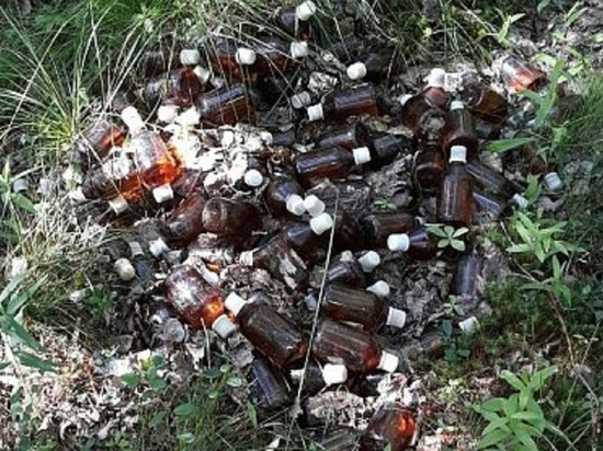 Сигнал от очевидцев специалистам специальных служб поступил ещё в мае – в лесу нашли свалку бутылочек с непонятным токсичным содержимым