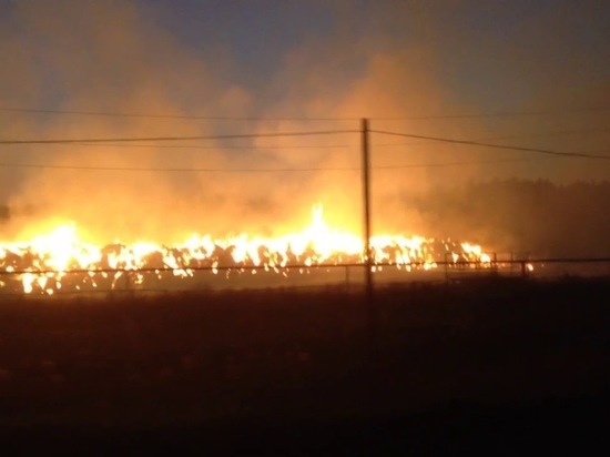 Огонь уничтожил 170 тюков соломы в Калмыкии