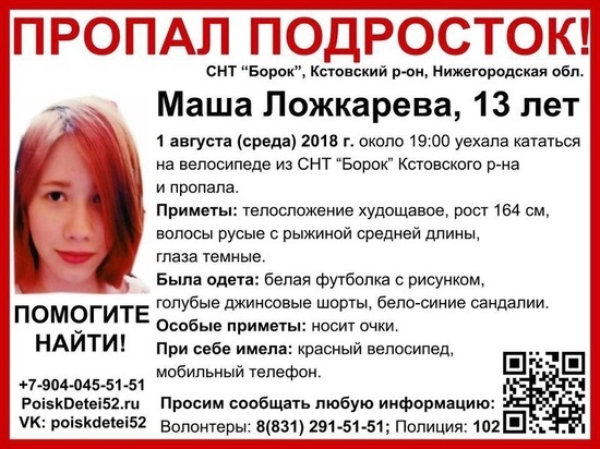 Поиски Маши Ложкаревой продолжаются в Нижегородской области