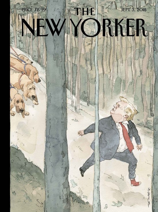 Трамп в рваной одежде убегает от псов в New Yorker