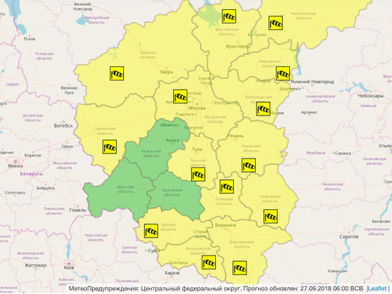 «Желтый» погодный уровень объявлен в Туле и области