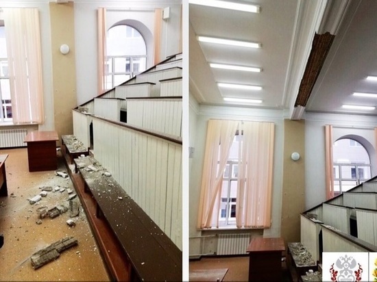 В одном из корпусов СибГМУ сегодня обрушился потолок, к счастью, никто из студентов не пострадал…