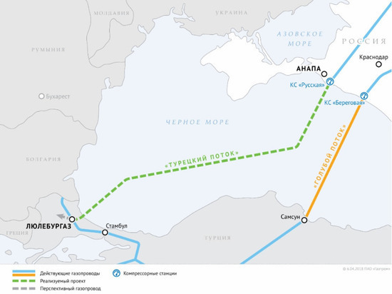 'Газпром' выбрал маршрут поставок газа по 'Турецкому потоку'