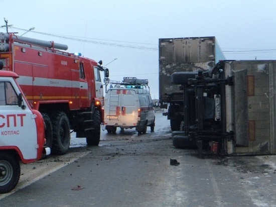 Два грузовика не поделили дорогу под Котласом