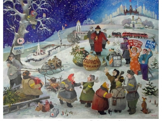 Путин с «подарками» и народ с топорами - в ивановском салоне продается картина кинешемского художника