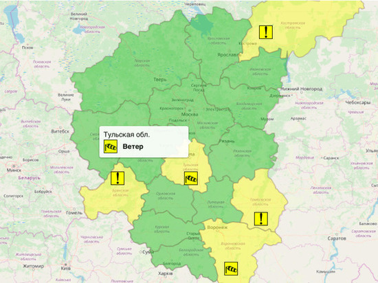 В Тульской области объявлен «желтый» погодный уровень