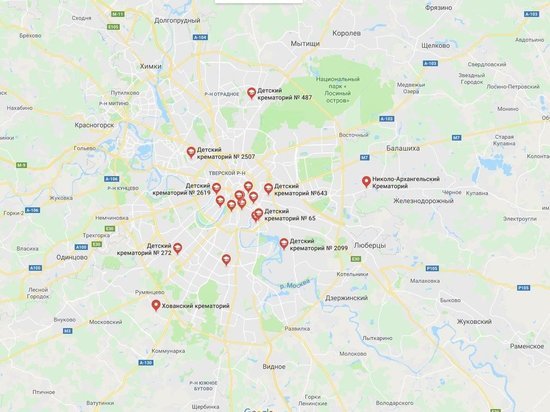 Google объяснил появление на картах Москвы детских крематориев