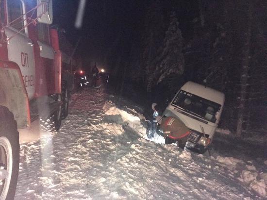  В Медвежьегорском районе микроавтобус съехал в кювет, есть пострадавшие