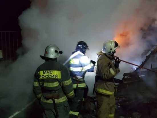 Ночью в Щекино эффектно сгорел вагончик
