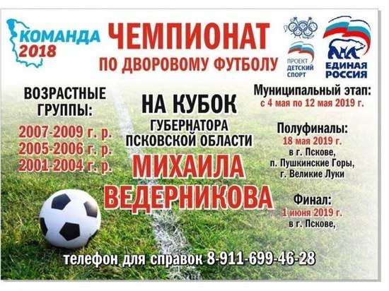 Чемпионат Псковской области по дворовому футболу стартует 4 мая