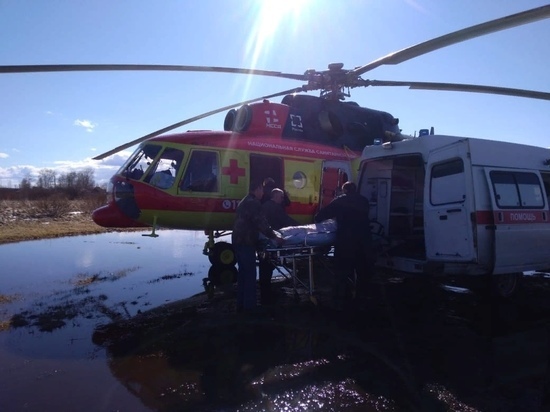 В больницу Петрозаводска на вертолёте госпитализировали годовалого ребёнка с травмами
