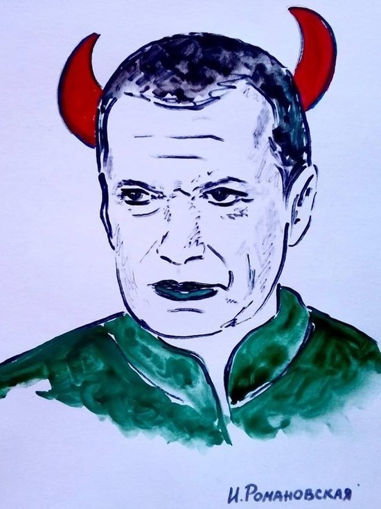 Петербурженка грудью нарисовала Соловьева в образе беса
