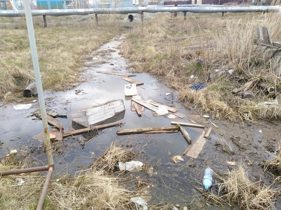 Жители Белоярска жалуются на многолетнюю сточную канаву с мусором