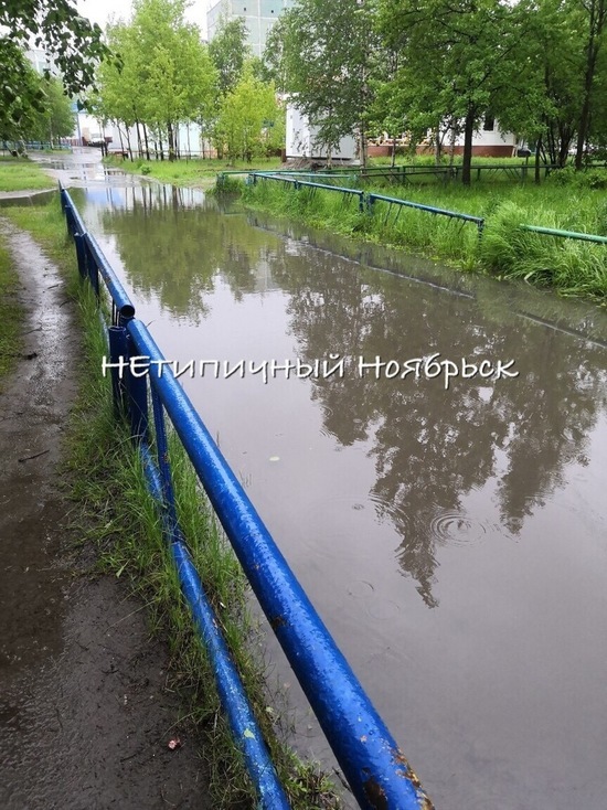 Жители Ноябрьска жалуются на круглогодичное «озеро» на аллее
