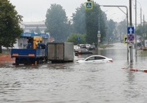 Из-за сильного дождя, который продолжается уже вторые сутки, у терминала «B» в Международном аэропорту «Шереметьево» и на подъезде к нему оказались затоплены участки дорог