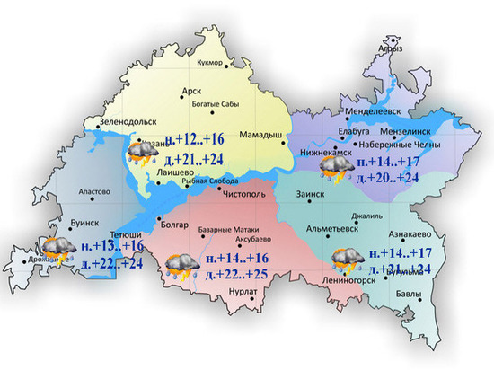 В Татарстане до конца недели сохранится неустойчивая погода с грозами