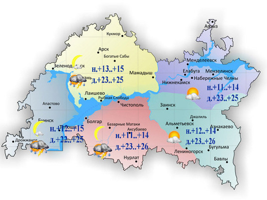 В Татарстане в ближайшие дни обещают дожди и грозы