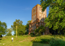 Если ехать из Калининграда в направлении Мамоново, в посёлке Ушаково, по левой стороне дороги можно увидеть живописные руины кирхи Бранденбурга