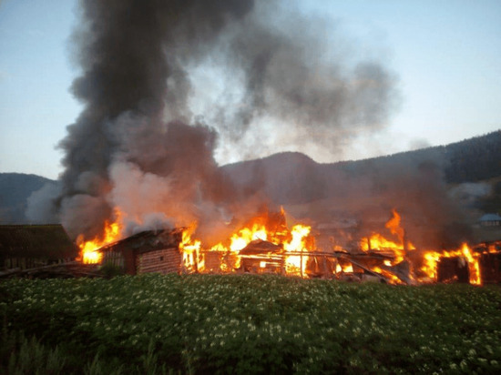 В башкирской деревне крупный пожар уничтожил несколько подворий