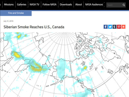 Дым от горящих сибирских лесов дошел до Канады и США