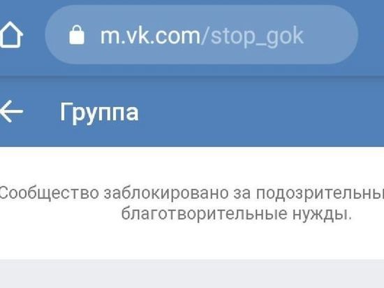 Группу «СтопГОКа» заблокировали «ВКонтакте» за сбор денег