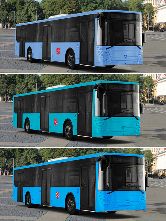 Петербуржцам предложили выбрать цвет для автобусов: из трех оттенков синего