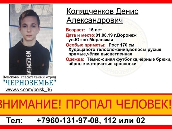 В Воронеже разыскивают подростка, пропавшего две недели назад