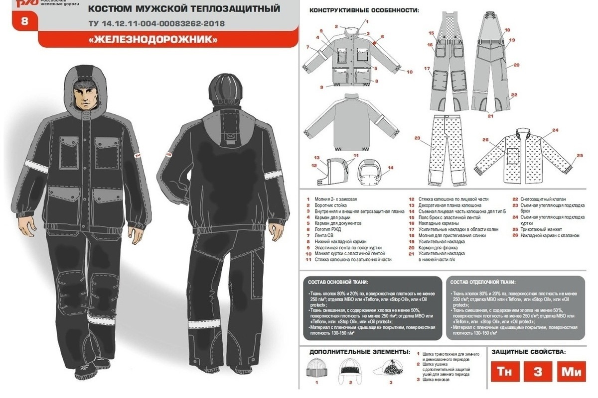 Тип комплект. Теплозащитный костюм РЖД. Комплект зимней спецодежды РЖД Монтер пути. Комплект мужской теплозащитный Локомотив Тип б. Спецодежда для работников РЖД.